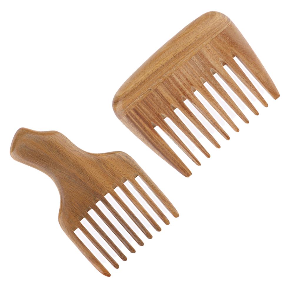 2x Detangle Wood Pick Comb Wigs Braid Afro Hair Pro Pocket Brush Anti-static