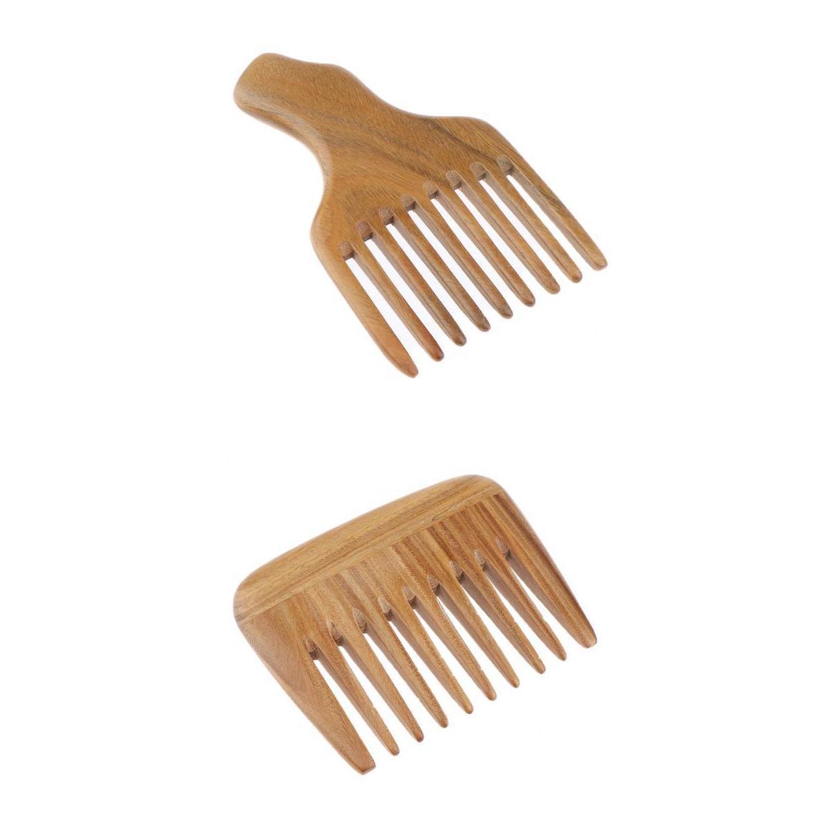 2x Detangle Wood Pick Comb Wigs Braid Afro Hair Pro Pocket Brush Anti-static