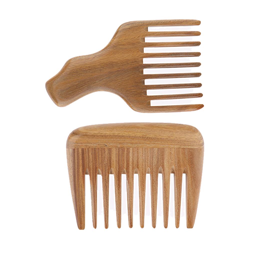 2x Detangle Wood Pick Comb Wigs Braid Afro Hair Pro Pocket Brush Anti-static