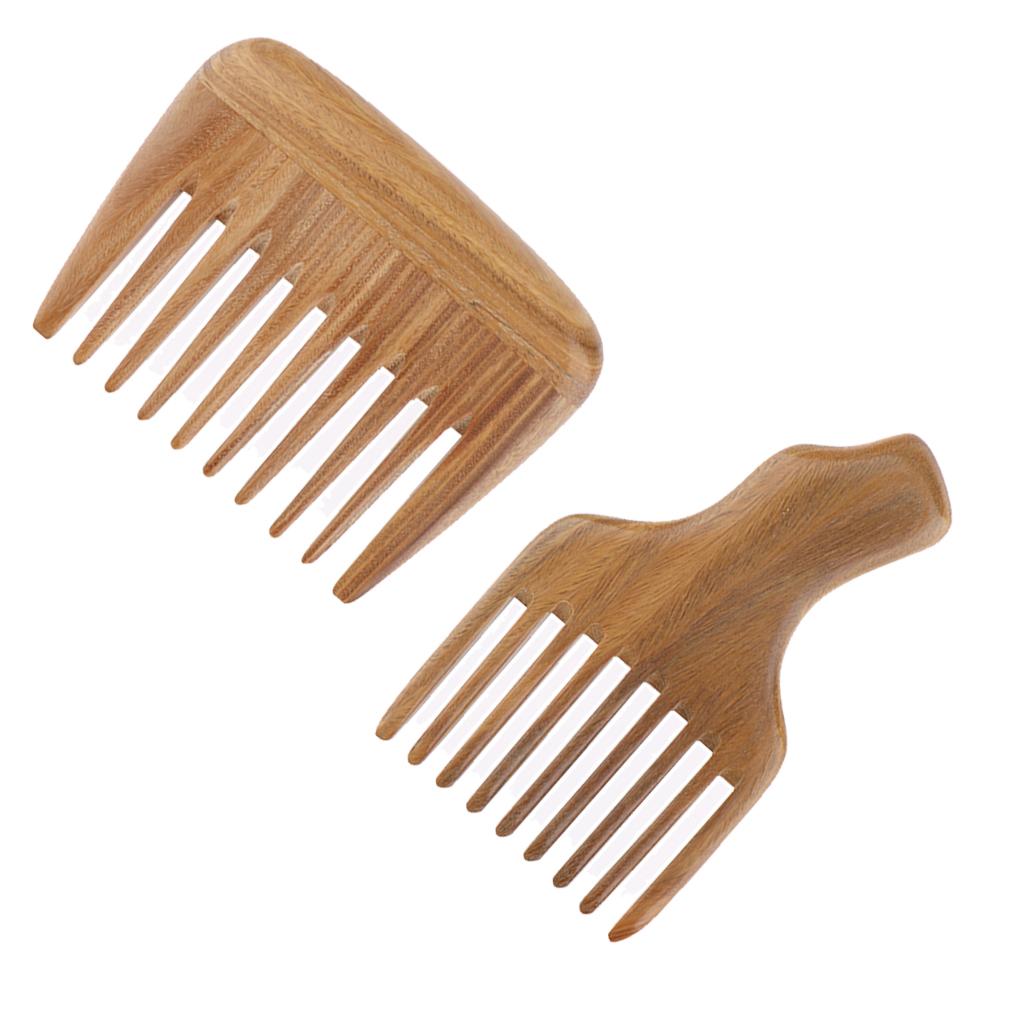 2x Detangle Wood Pick Comb Wigs Braid Afro Hair Pro Pocket Brush Anti-static