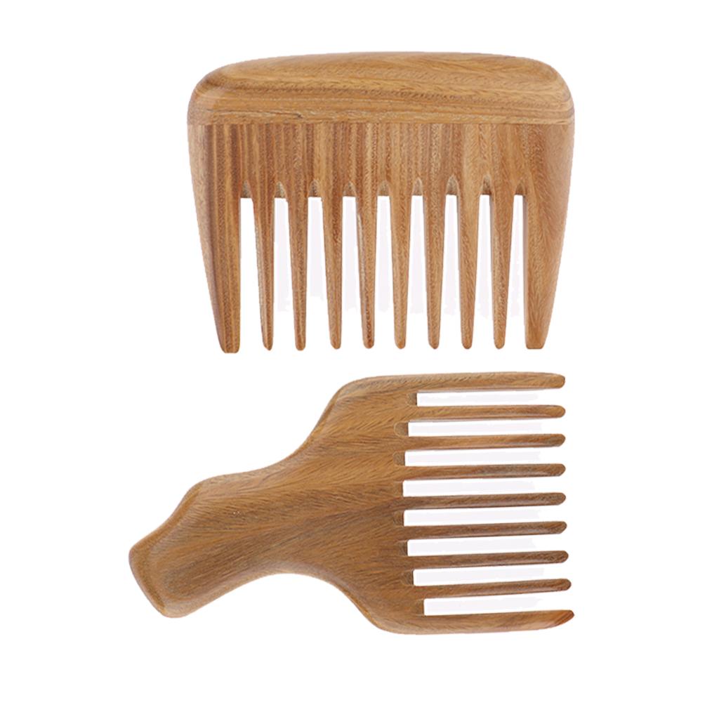 2x Detangle Wood Pick Comb Wigs Braid Afro Hair Pro Pocket Brush Anti-static
