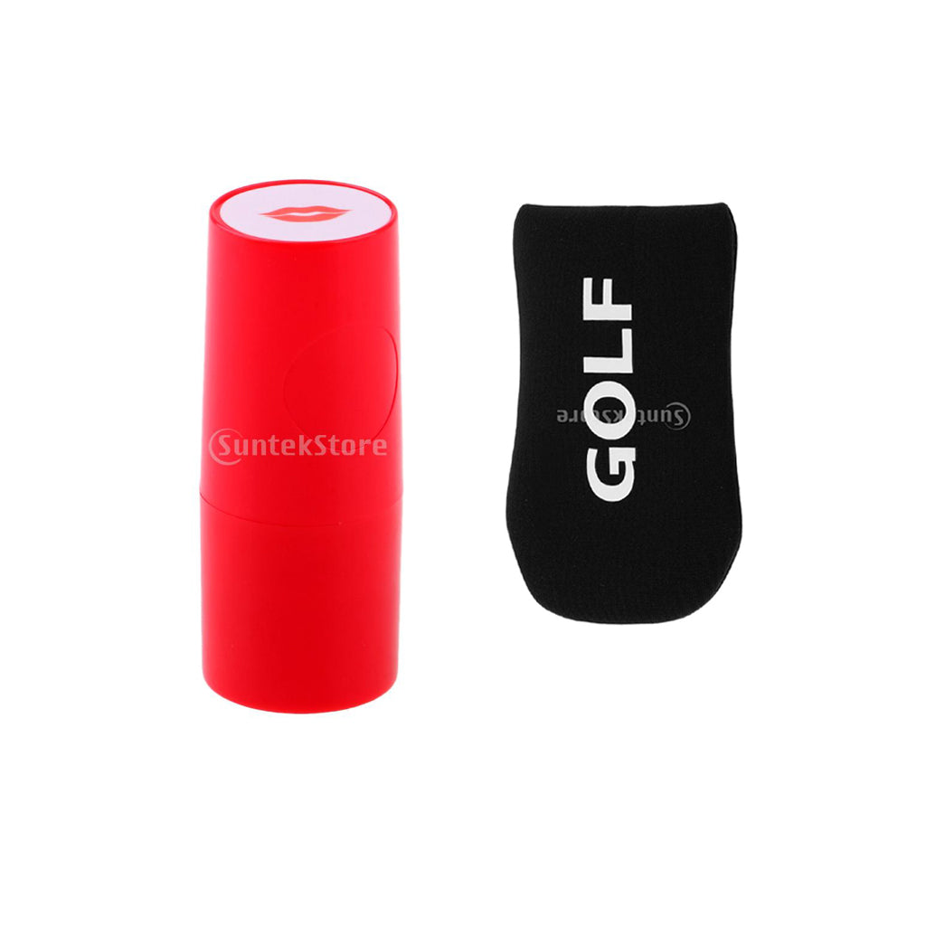 1x Golf Ball Stamp Stamper Marker Lips+1x Golf Mallet Headcover Putter Cover