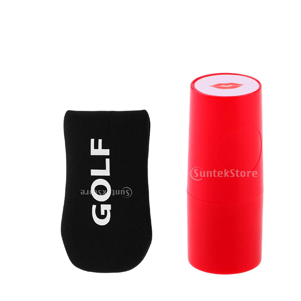 1x Golf Ball Stamp Stamper Marker Lips+1x Golf Mallet Headcover Putter Cover