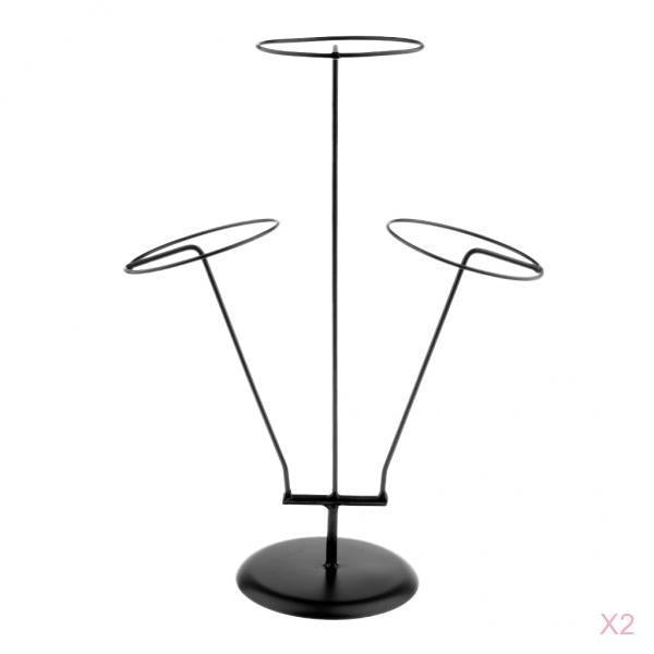 2pcs 3 Layered Metal Hats Cap Storage Display Holder Scarf Wigs Rack Stand