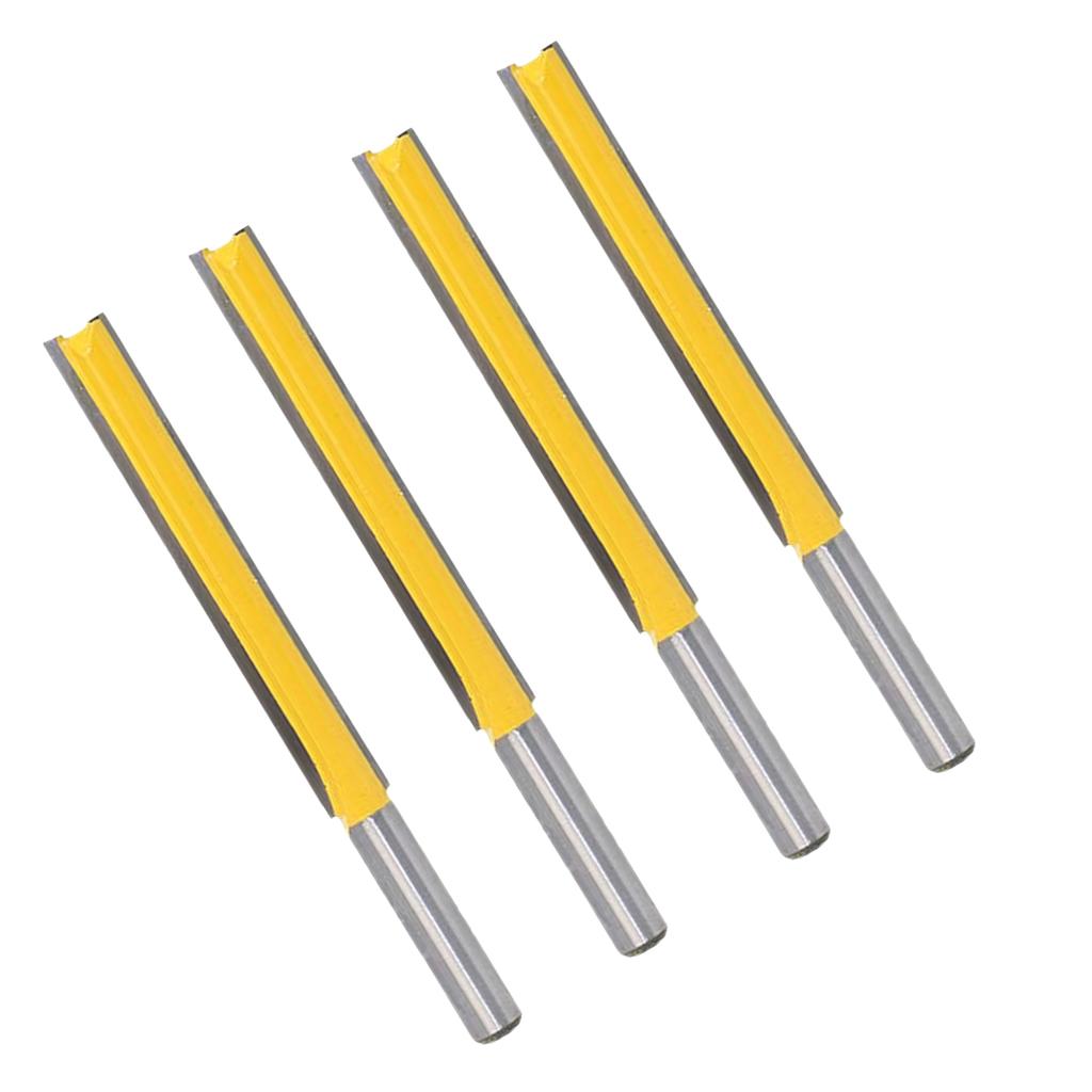 4x/set Extra Long Straight Router Bit Wood Milling Cutter Slotted Trimming