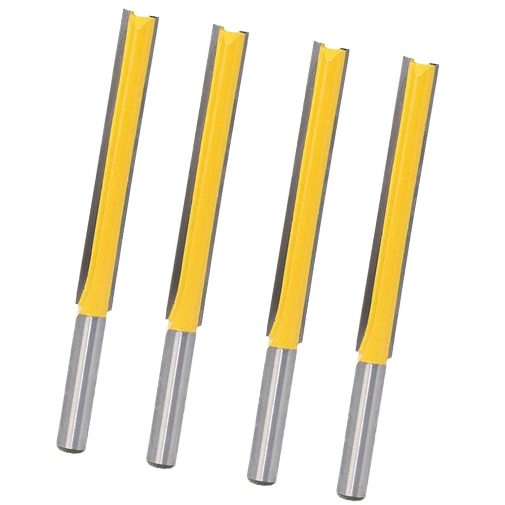 4x/set Extra Long Straight Router Bit Wood Milling Cutter Slotted Trimming