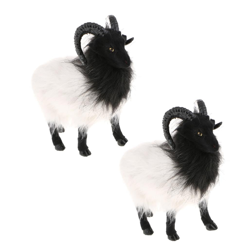 2x Lifelike Cute Goat Statue Outdoor Garden Yard Ornament Prop Model Figure