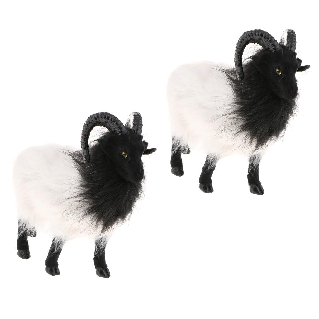 2x Lifelike Cute Goat Statue Outdoor Garden Yard Ornament Prop Model Figure