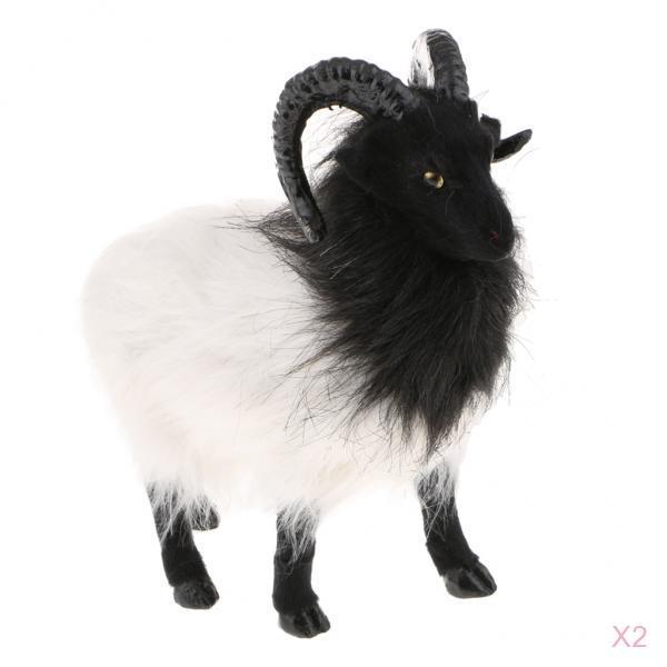 2x Lifelike Cute Goat Statue Outdoor Garden Yard Ornament Prop Model Figure