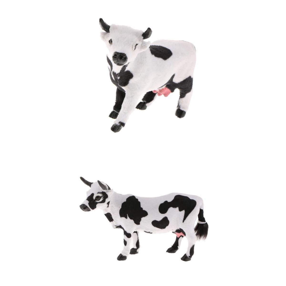 2x/set Cow Statue Indoor Outdoor Garden Ornament Prop Model Figure Hunting S