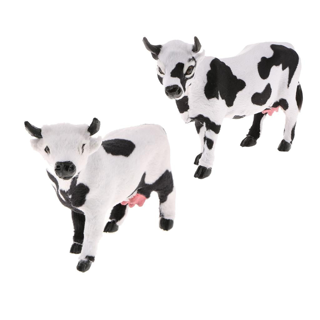 2x/set Cow Statue Indoor Outdoor Garden Ornament Prop Model Figure Hunting S