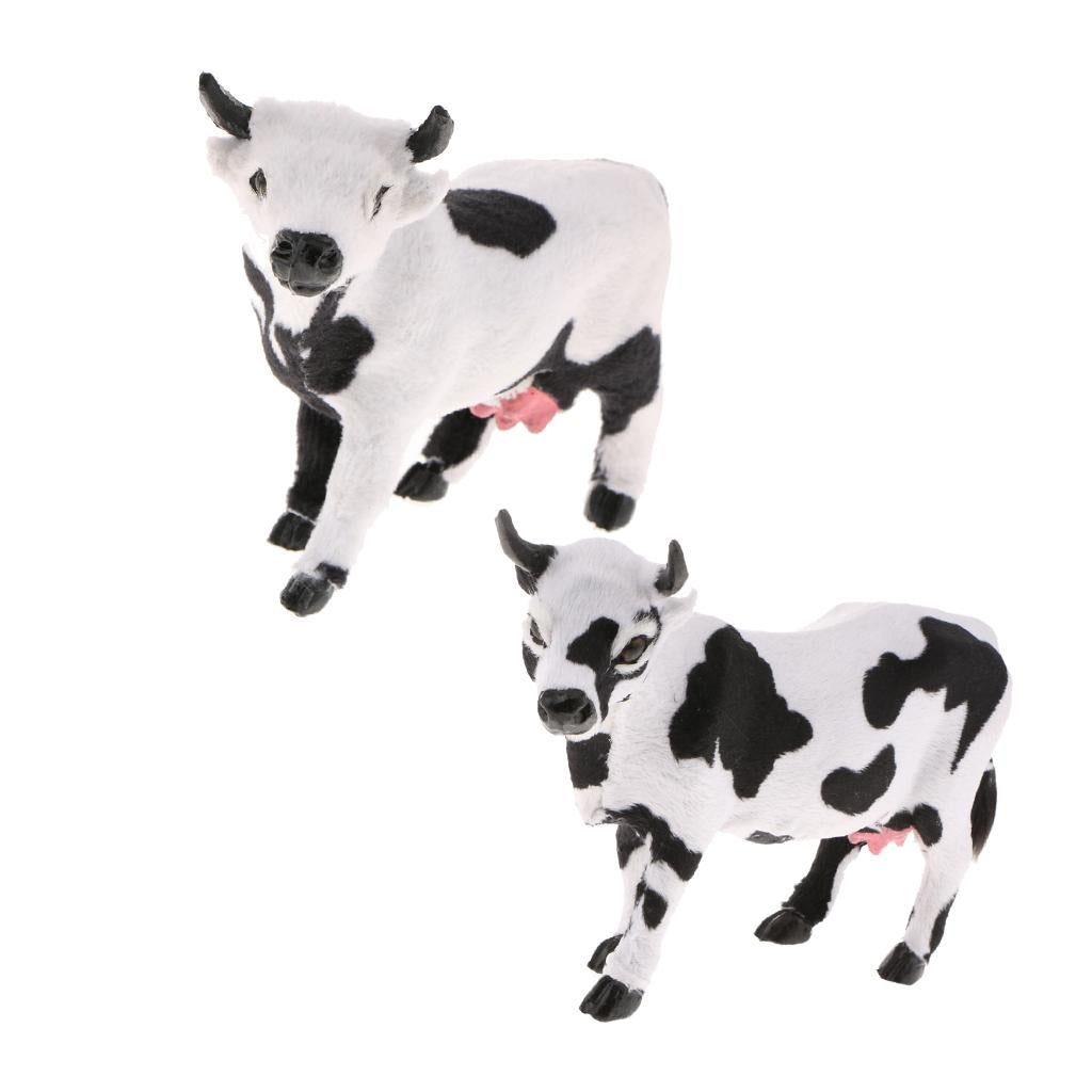 2x/set Cow Statue Indoor Outdoor Garden Ornament Prop Model Figure Hunting S