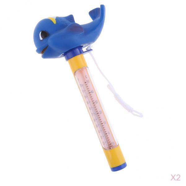2pcs/set Pool & Spas Thermometer Floating Water Temperature with Rope Whale