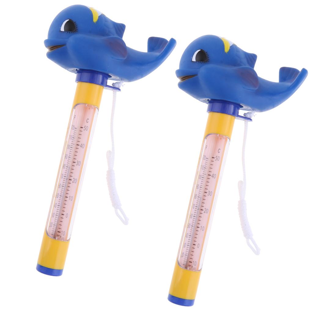 2pcs/set Pool & Spas Thermometer Floating Water Temperature with Rope Whale