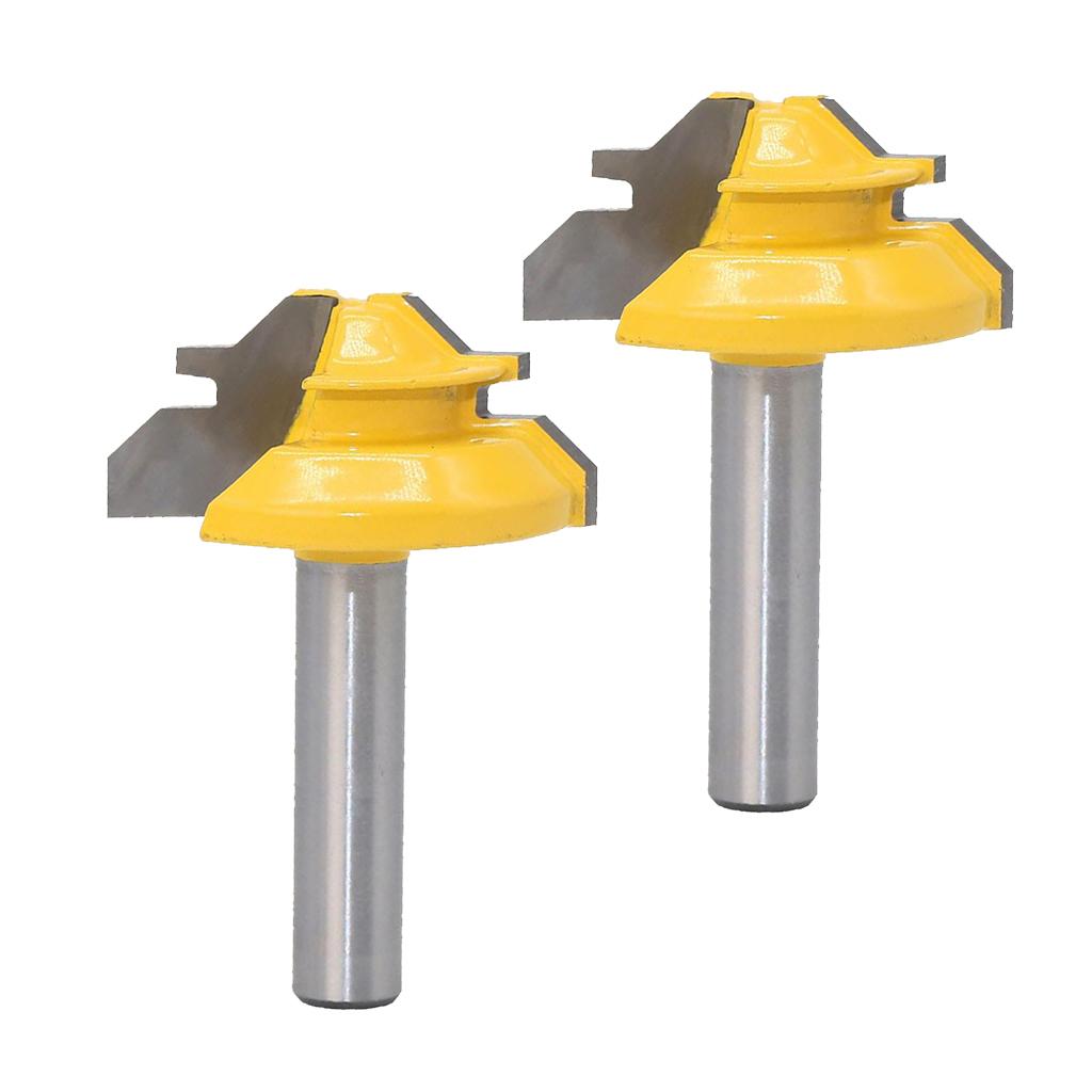 2x 45Degree Lock Miter Router Bit Woodwork Tenon Cutter Tool with 8mm Shank