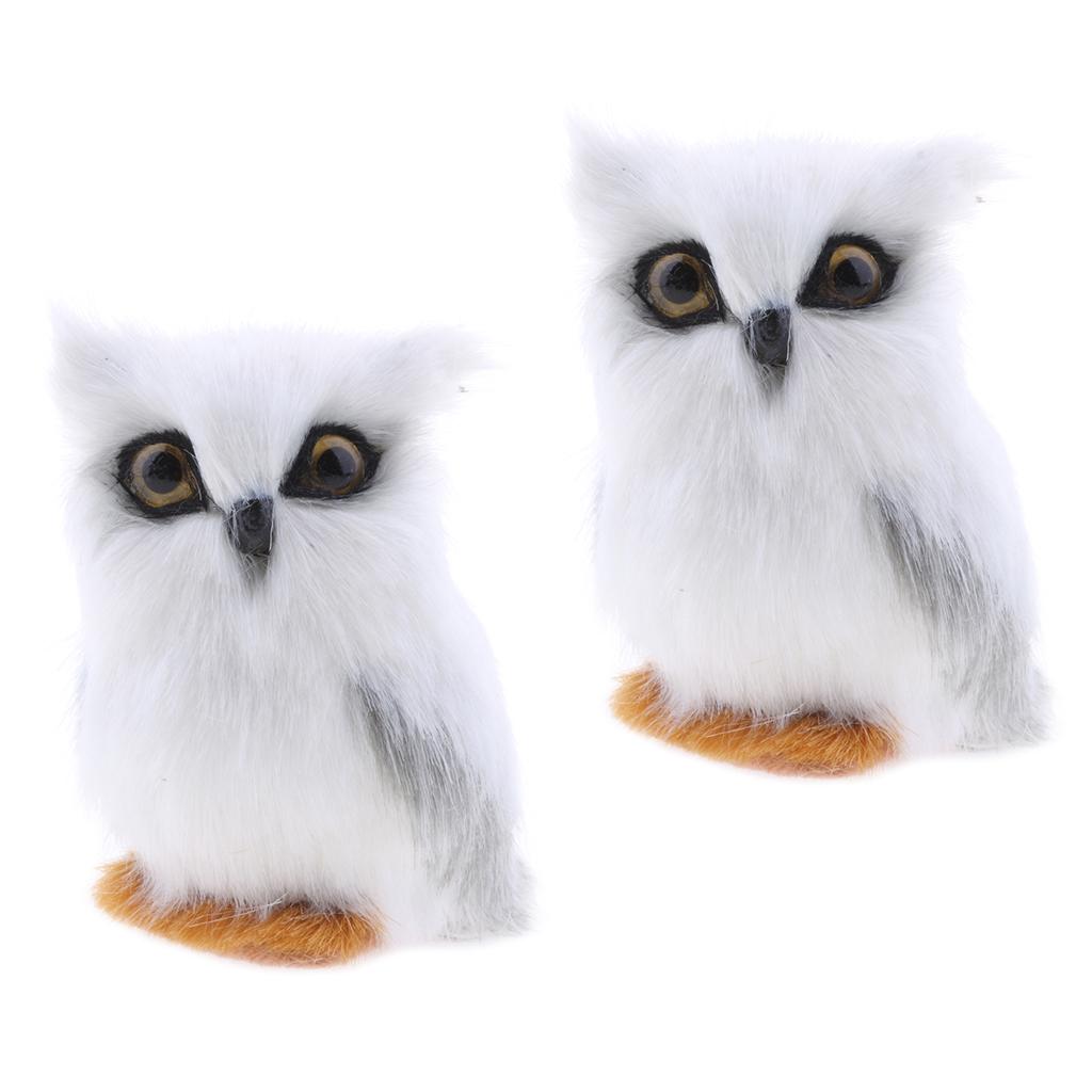 2x Mini Simulation Owl Animal Home Decoration Simulation Artificial Owl
