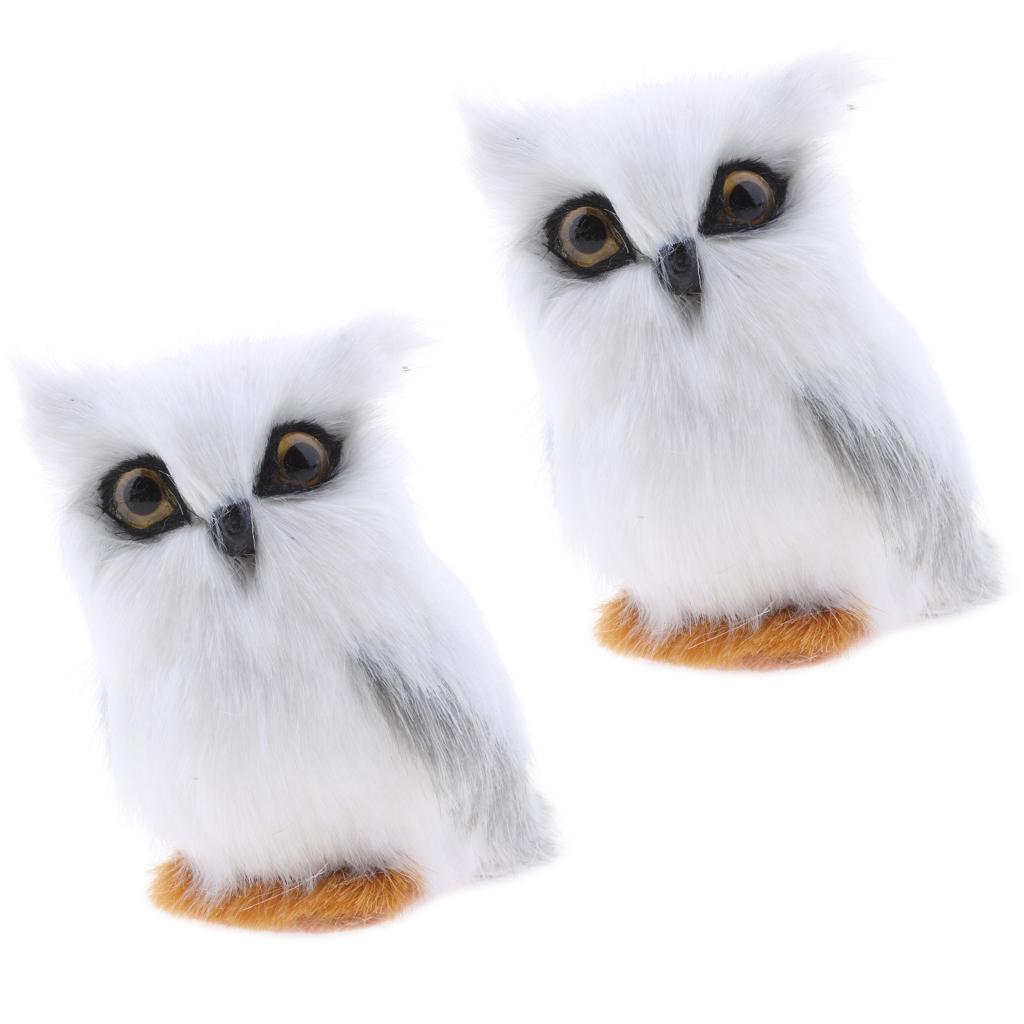2x Mini Simulation Owl Animal Home Decoration Simulation Artificial Owl