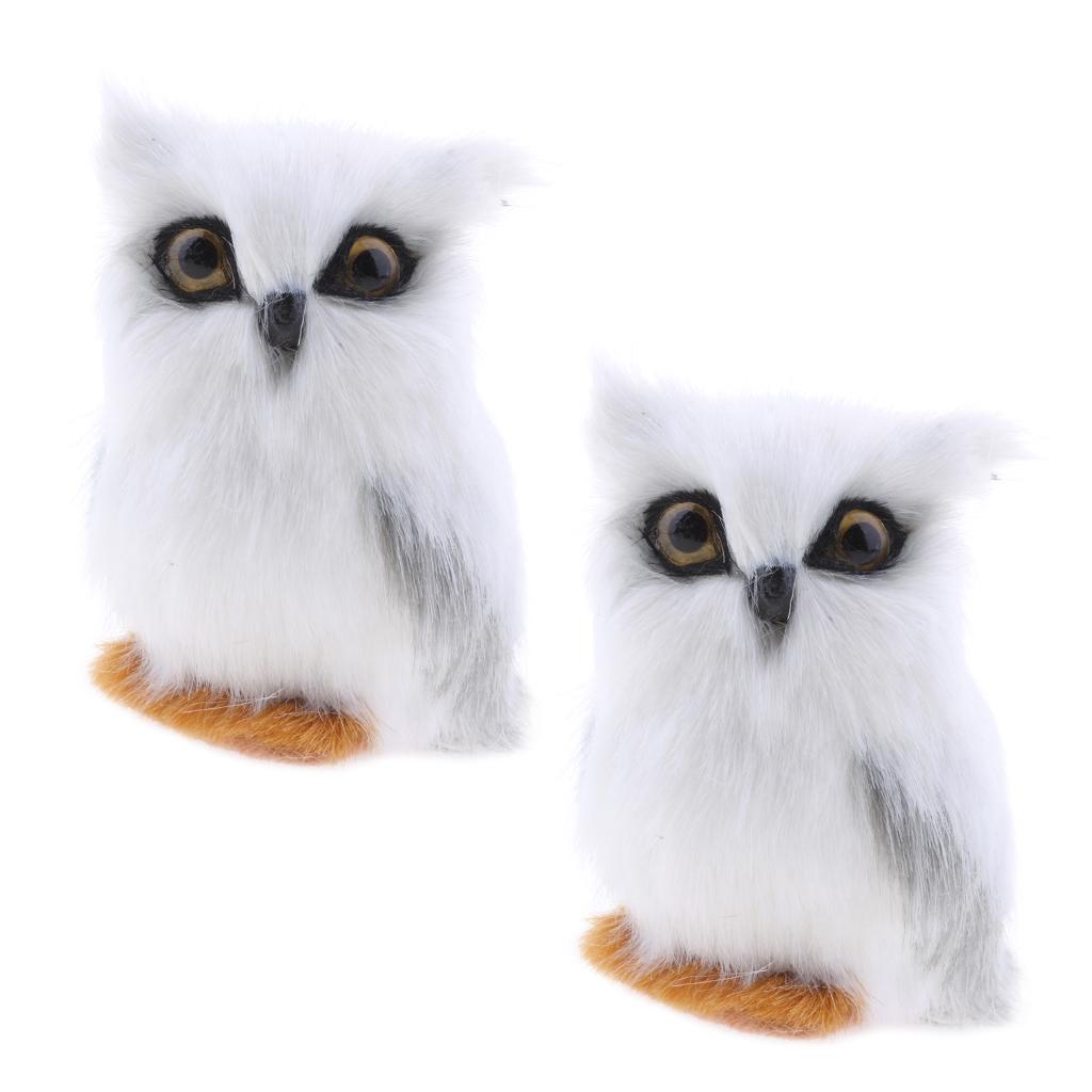 2x Mini Simulation Owl Animal Home Decoration Simulation Artificial Owl