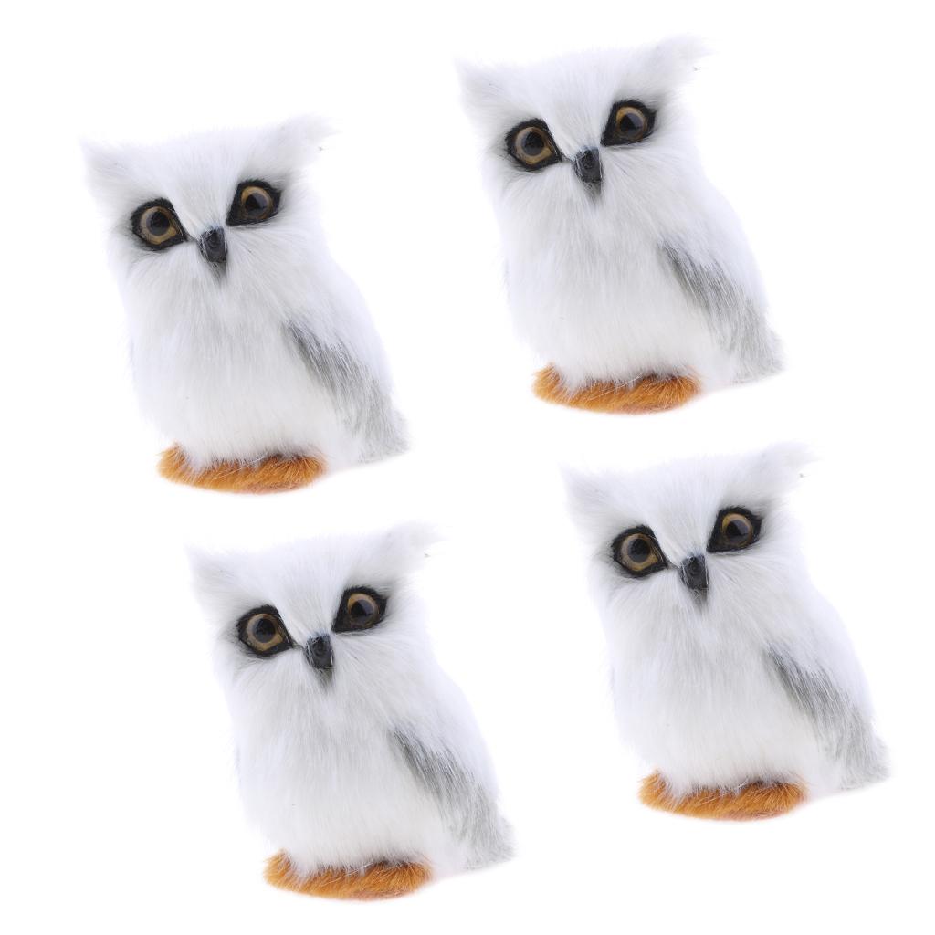 4x/set Mini Simulation Owl Animal Home Decoration Simulation Artificial Owl