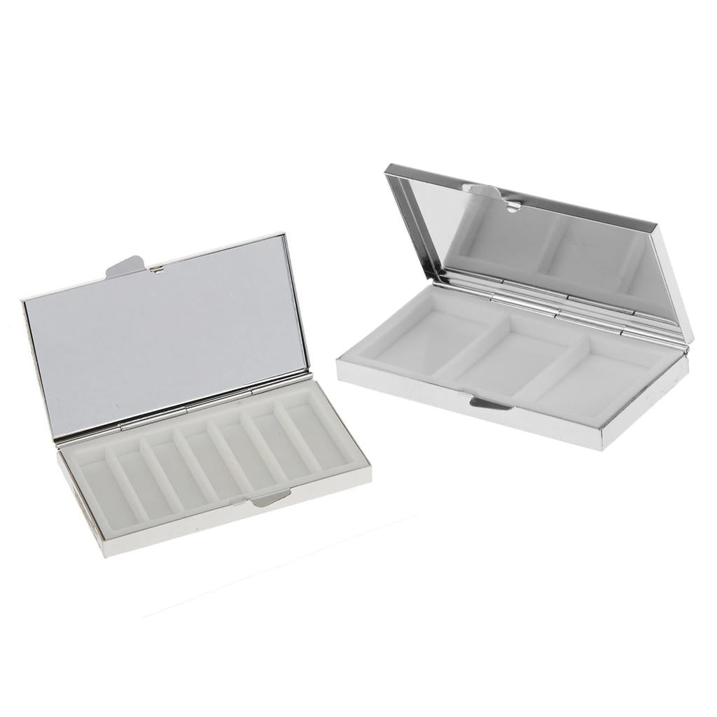 2 Pieces Mini Travel Metal Pill Tablet Box Medicine Organizer Container Case
