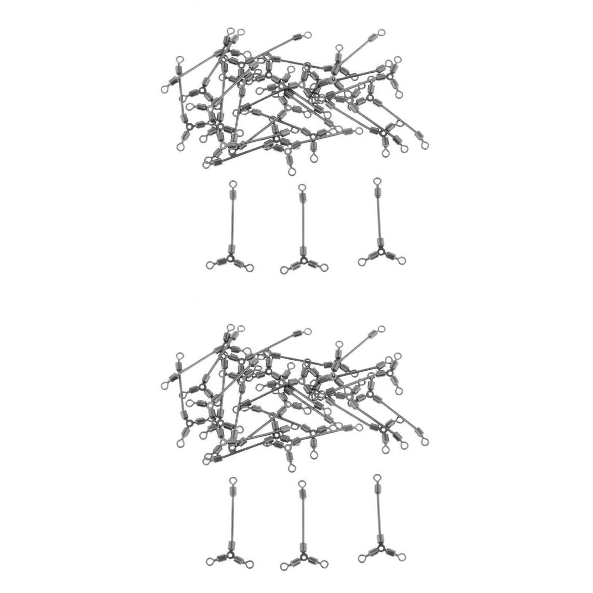 50 pcs 3 way Fishing Swivels Long Leg O-Shape Rolling Swivel Fishing Tackle