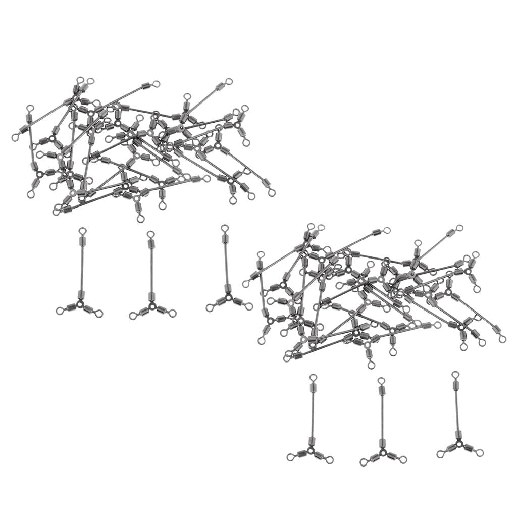 50 pcs 3 way Fishing Swivels Long Leg O-Shape Rolling Swivel Fishing Tackle