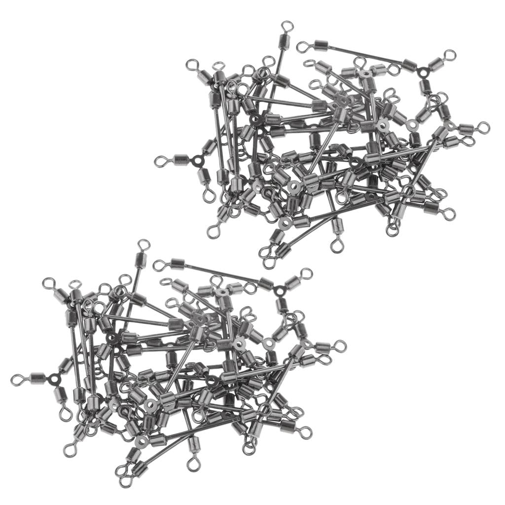 50 pcs 3 way Fishing Swivels Long Leg O-Shape Rolling Swivel Fishing Tackle