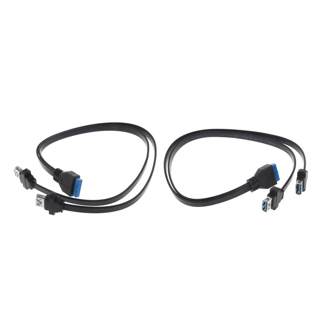 2x USB 3.0 Dual Ports A Female Mount to Motherboard 20pin Header Cable 50cm