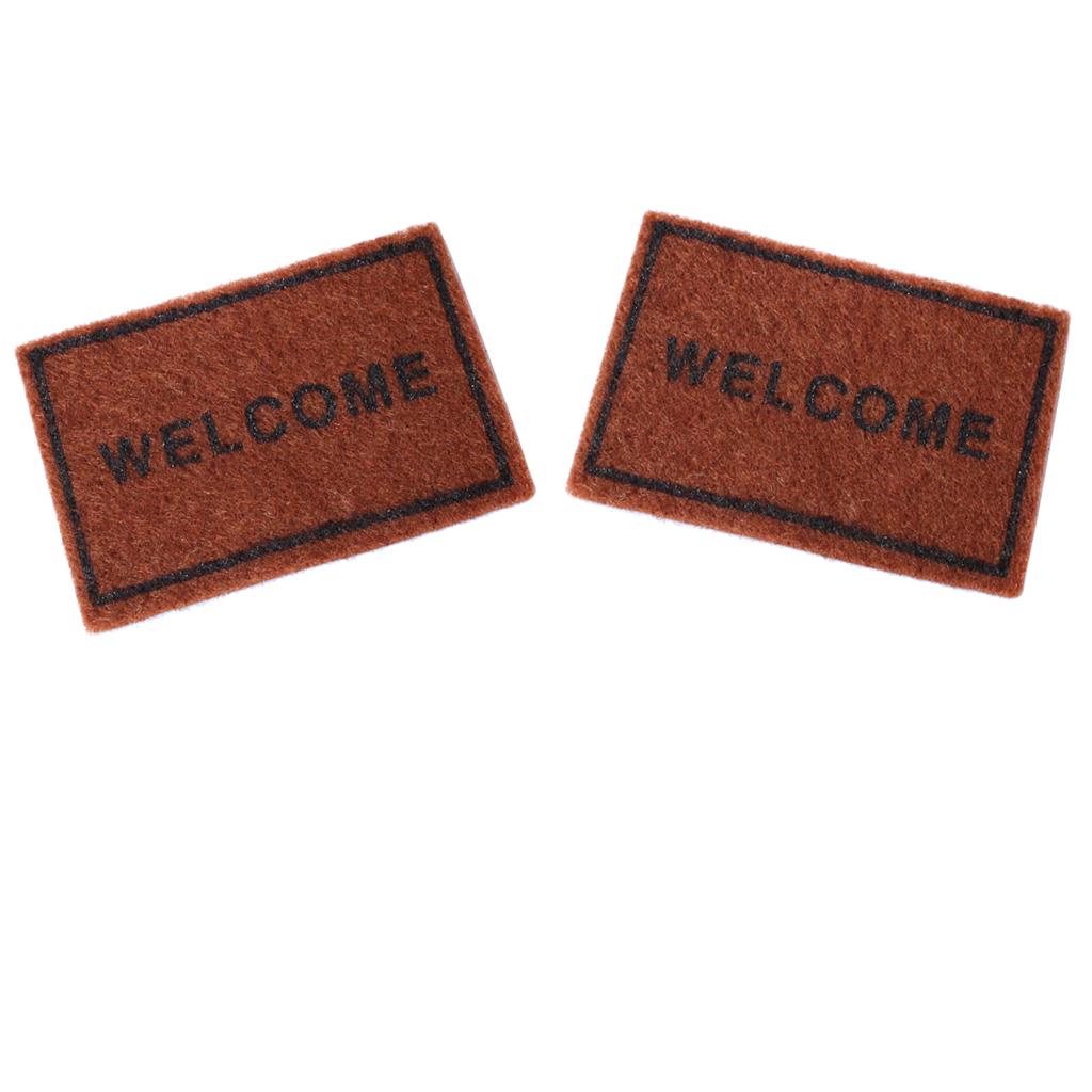 2pcs 1/12 Scale Brown Floor Rug Cover Dollhouse Miniature Decoration