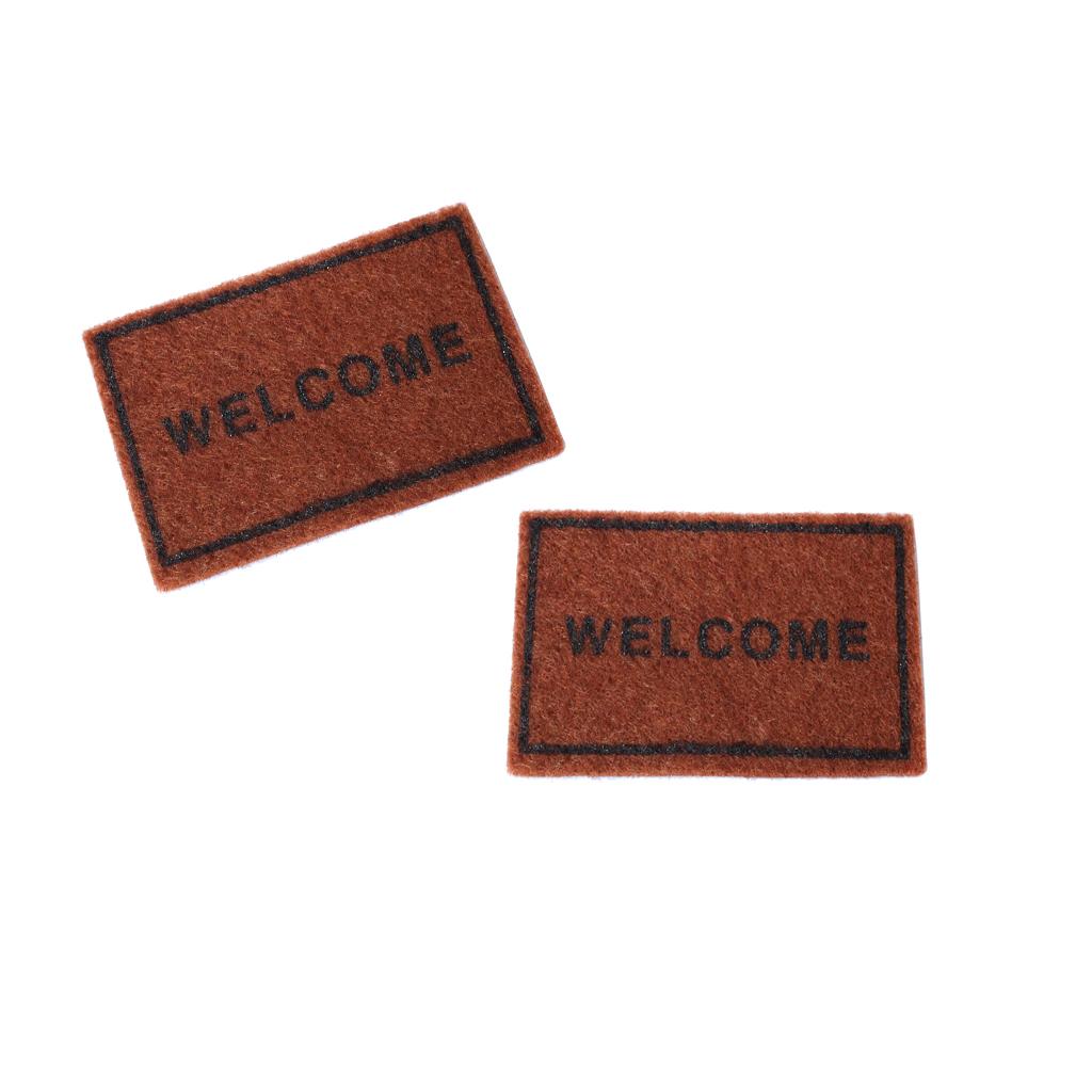 2pcs 1/12 Scale Brown Floor Rug Cover Dollhouse Miniature Decoration