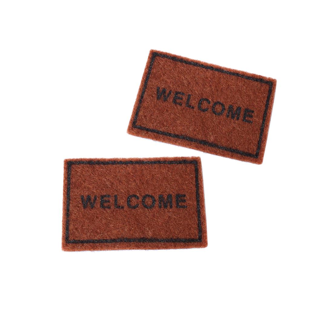 2pcs 1/12 Scale Brown Floor Rug Cover Dollhouse Miniature Decoration
