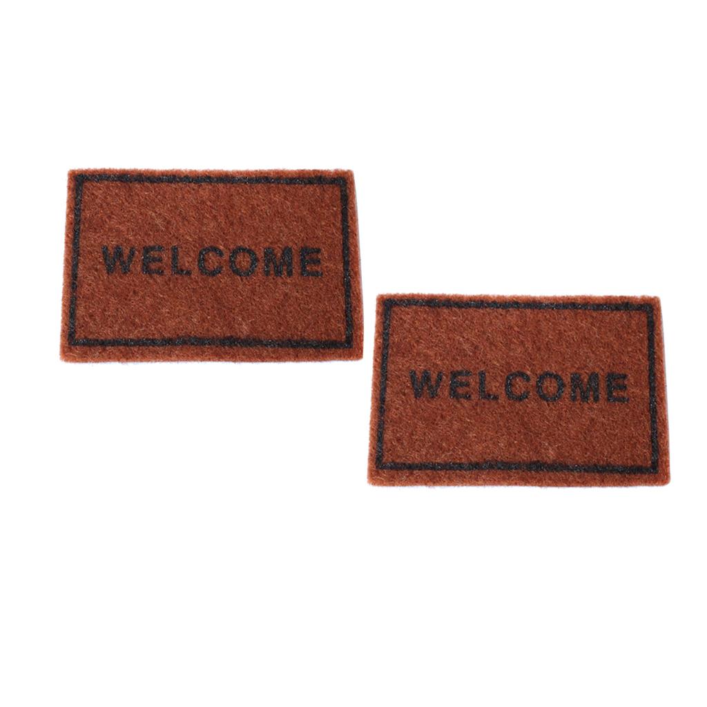 2pcs 1/12 Scale Brown Floor Rug Cover Dollhouse Miniature Decoration
