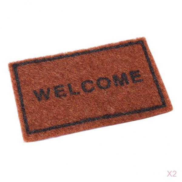 2pcs 1/12 Scale Brown Floor Rug Cover Dollhouse Miniature Decoration