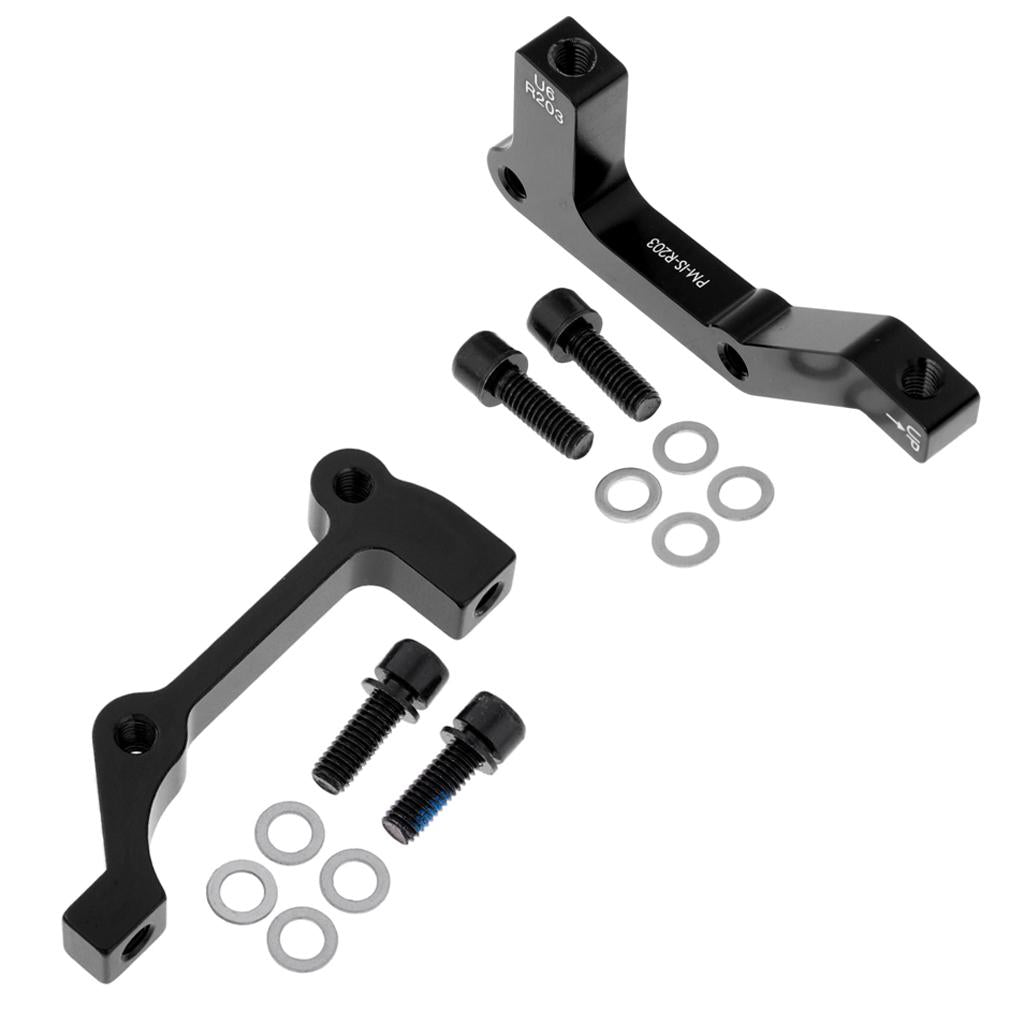 2 Pieces Bike Disc Brake Mount Adaptor for Caliper PM to IS Front Rear Black