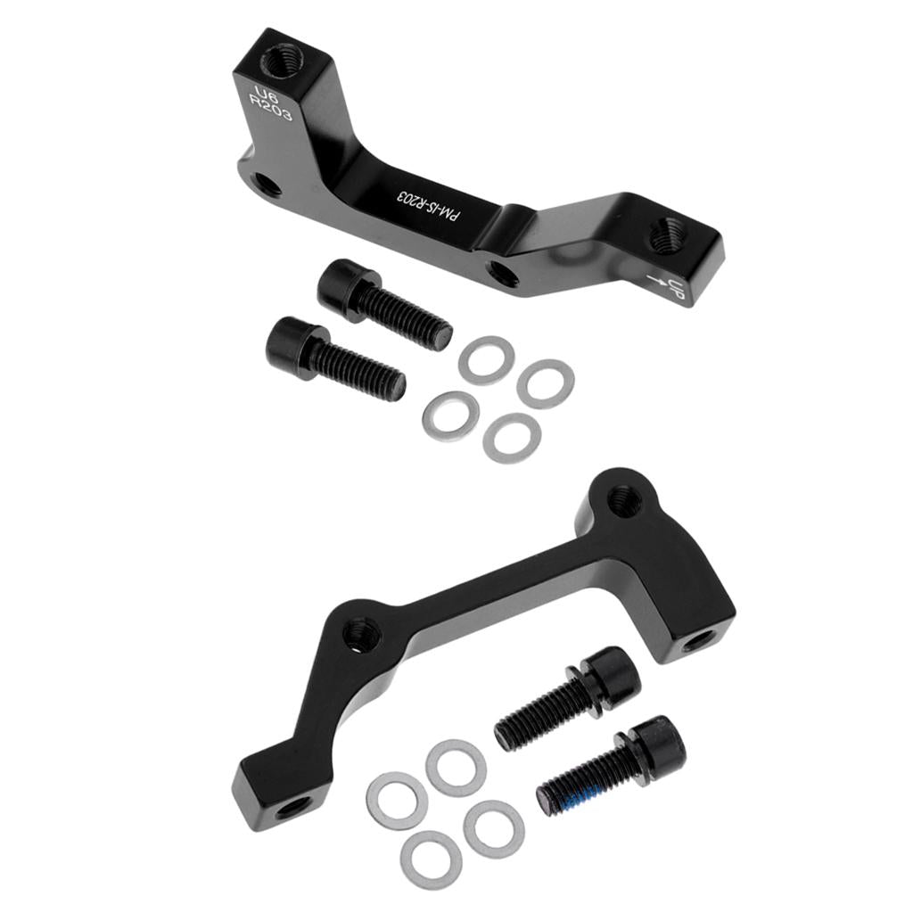2 Pieces Bike Disc Brake Mount Adaptor for Caliper PM to IS Front Rear Black