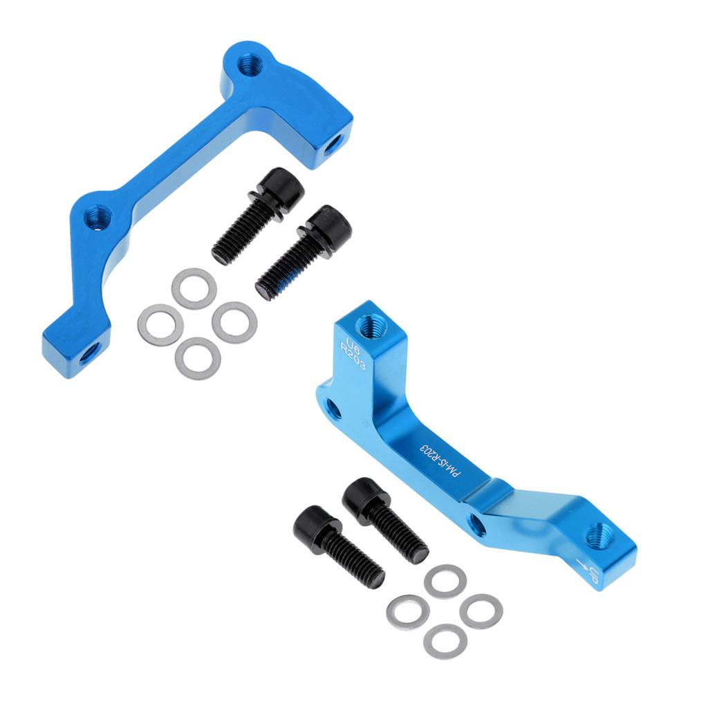 2 Pieces Bike Disc Brake Mount Adaptor for Caliper PM to IS Front Rear Blue