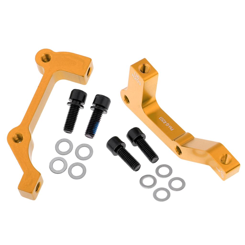 2 Pieces Bike Disc Brake Mount Adaptor for Caliper PM to IS Front Rear Gold