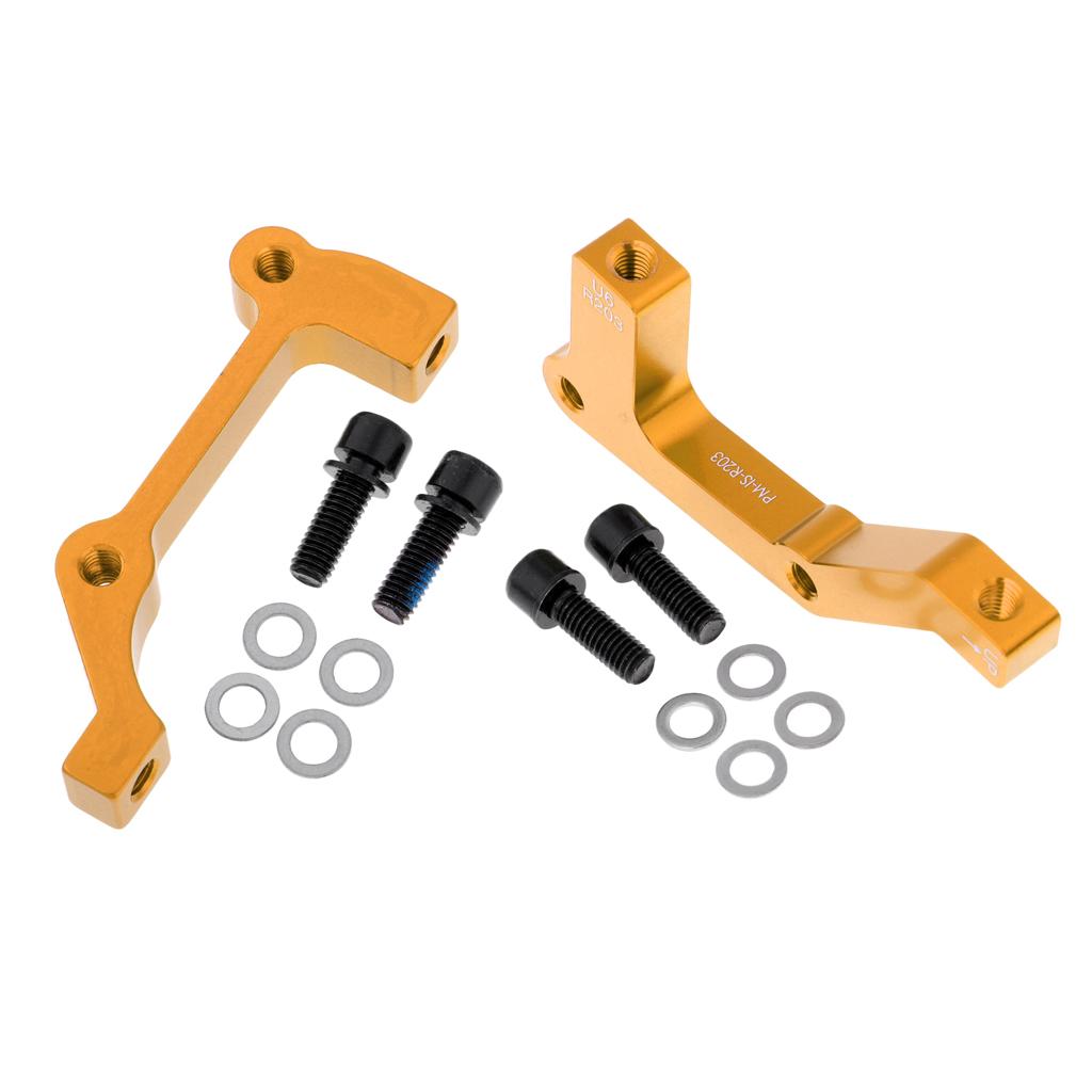 2 Pieces Bike Disc Brake Mount Adaptor for Caliper PM to IS Front Rear Gold