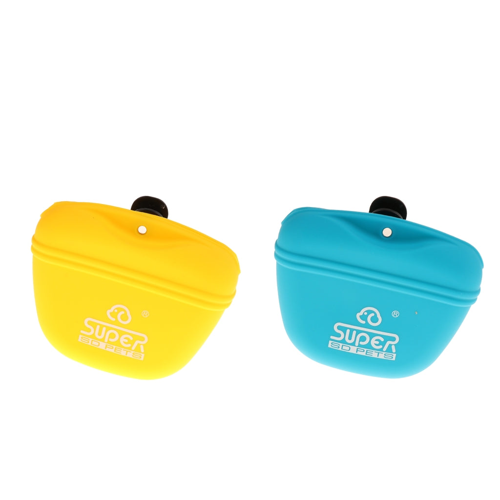 2 Pcs Silicone Dog Treat Bag Pet Outdoor Training Pocket Food Snack Pouch