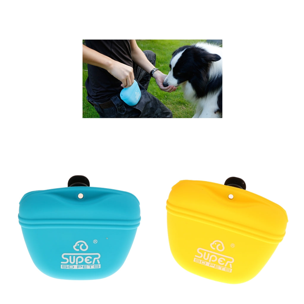 2 Pcs Silicone Dog Treat Bag Pet Outdoor Training Pocket Food Snack Pouch