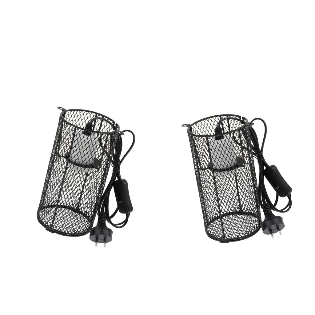 2 Pcs Reptile Anti-scald Heating Lamp Shade Light Holder Bulb E27 AU Plug