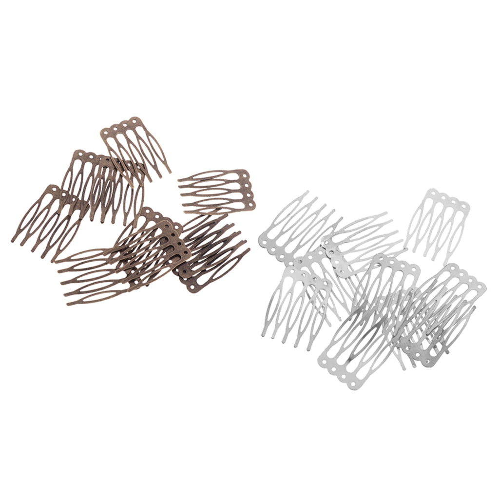 20 Pieces Vintage Blank Metal Hair Comb for Bridal Hair Accessory DIY Craft