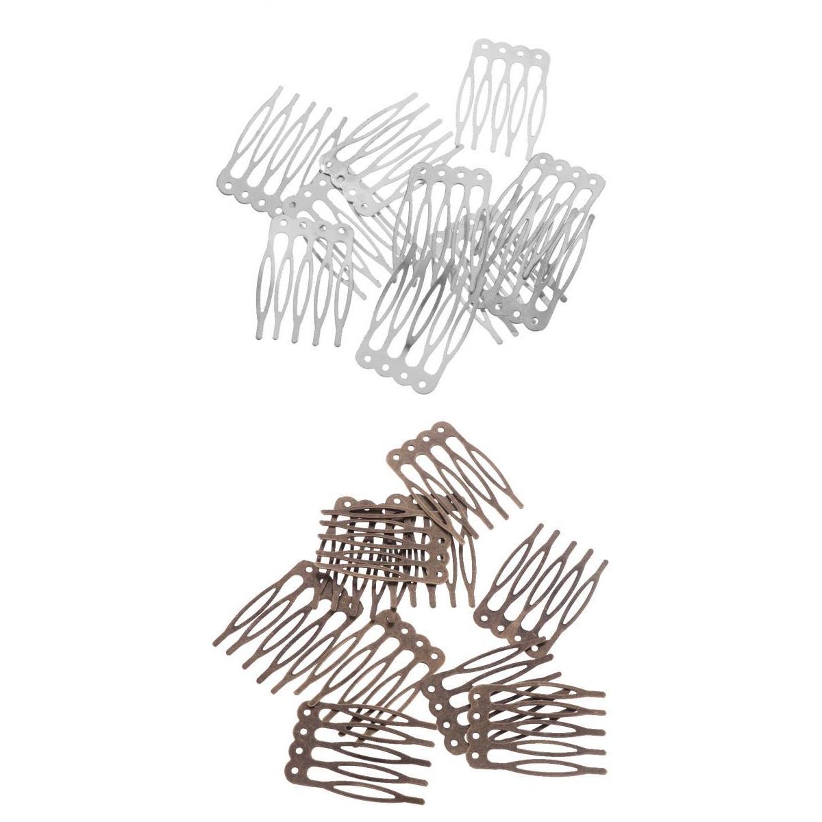 20 Pieces Vintage Blank Metal Hair Comb for Bridal Hair Accessory DIY Craft