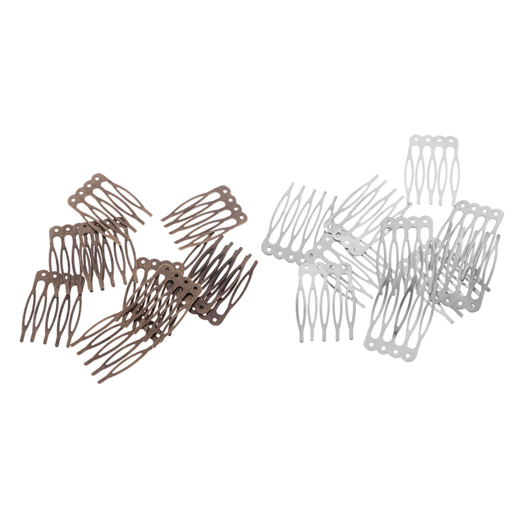 20 Pieces Vintage Blank Metal Hair Comb for Bridal Hair Accessory DIY Craft
