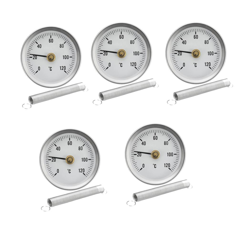 5 Pieces 63mm Clip-on Pipe Thermometer Temperature Gauge With Spring
