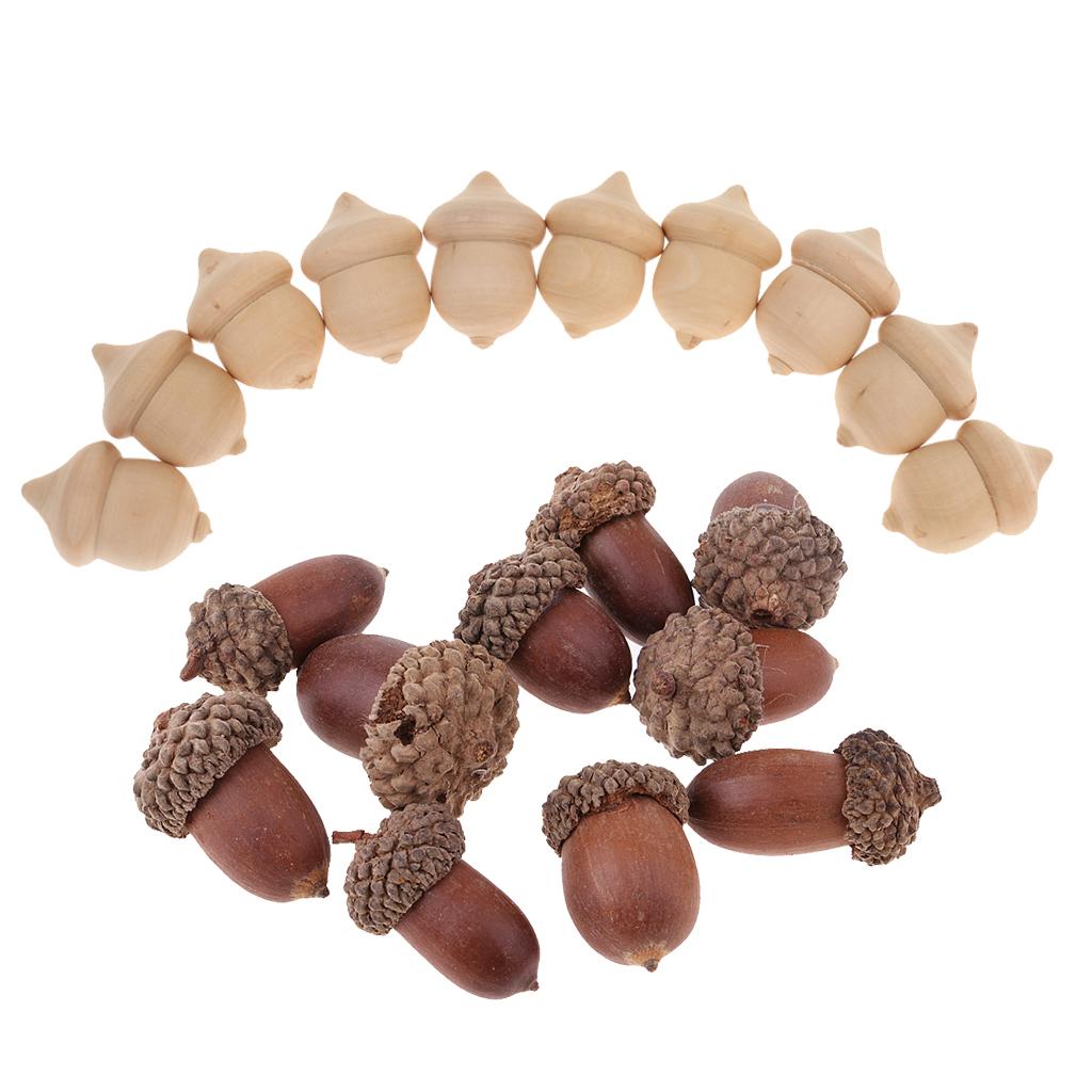 20 Pieces Natural Acorn Wood Acorns Table Ornament Home Decoration DIY Craft