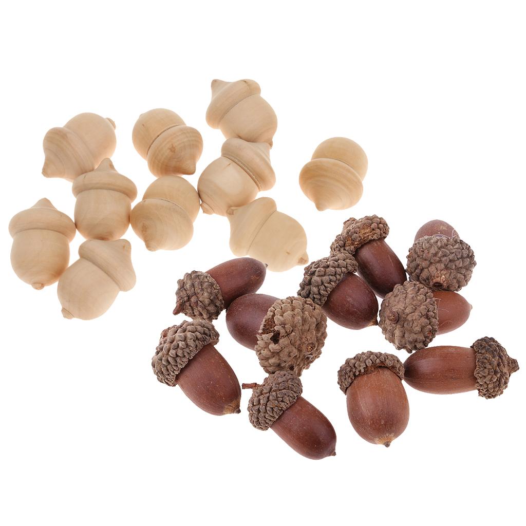 20 Pieces Natural Acorn Wood Acorns Table Ornament Home Decoration DIY Craft