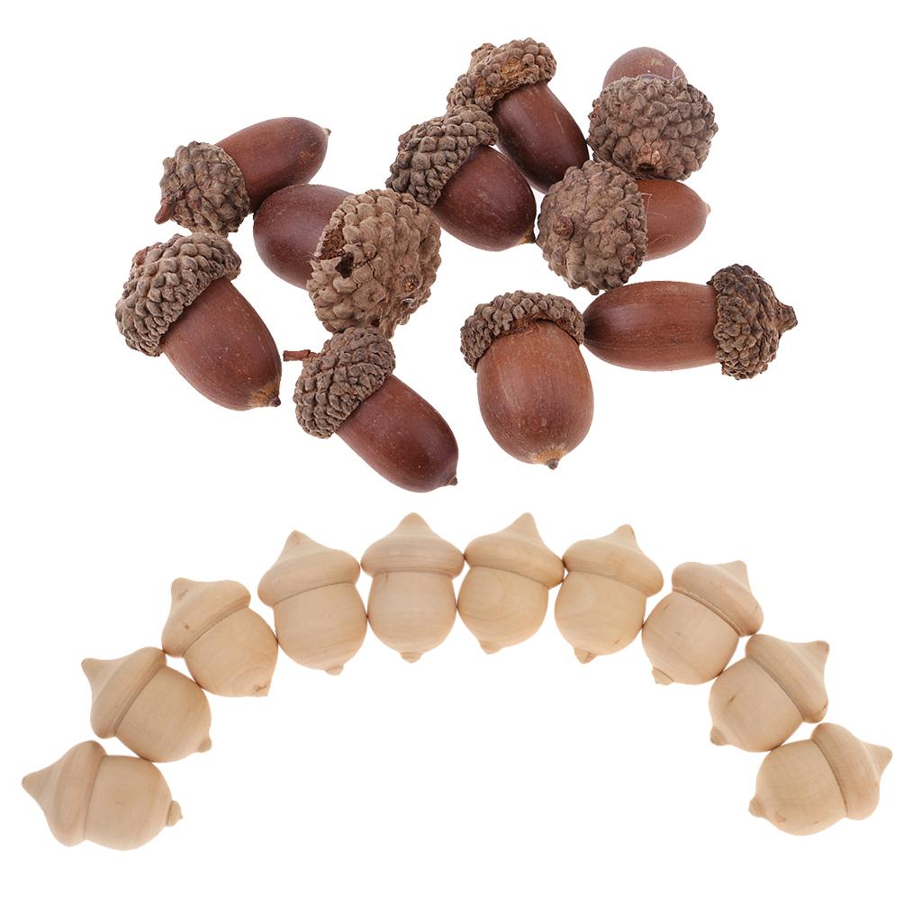 20 Pieces Natural Acorn Wood Acorns Table Ornament Home Decoration DIY Craft