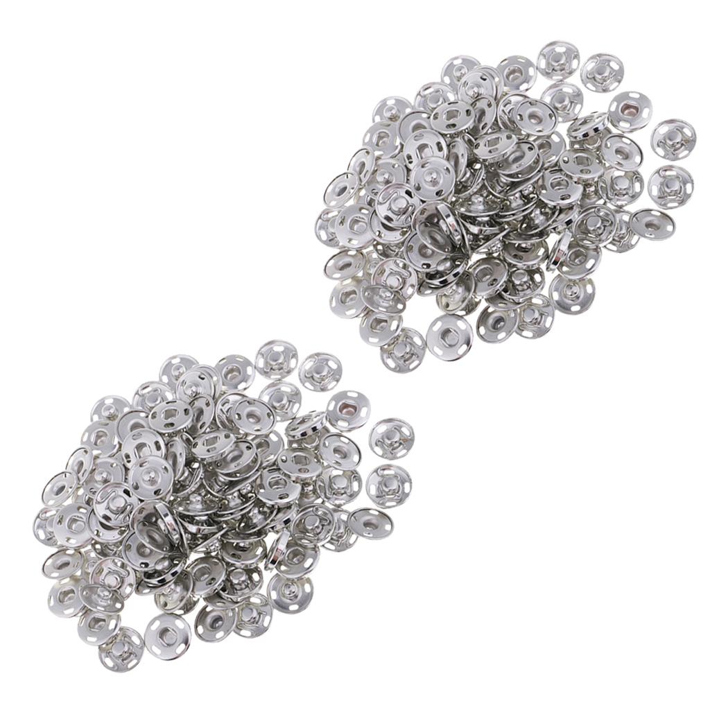 100 Sets Sew-On Snap Fastener Press Stud Button for Clothing Sewing 15mm