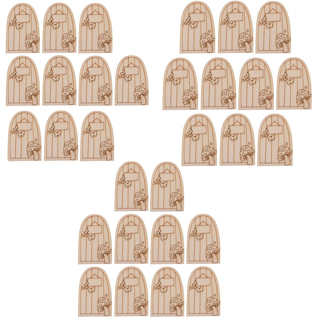 30 Pieces Fairy Gardens Mini Wooden Fairy Door Supplies Accessories